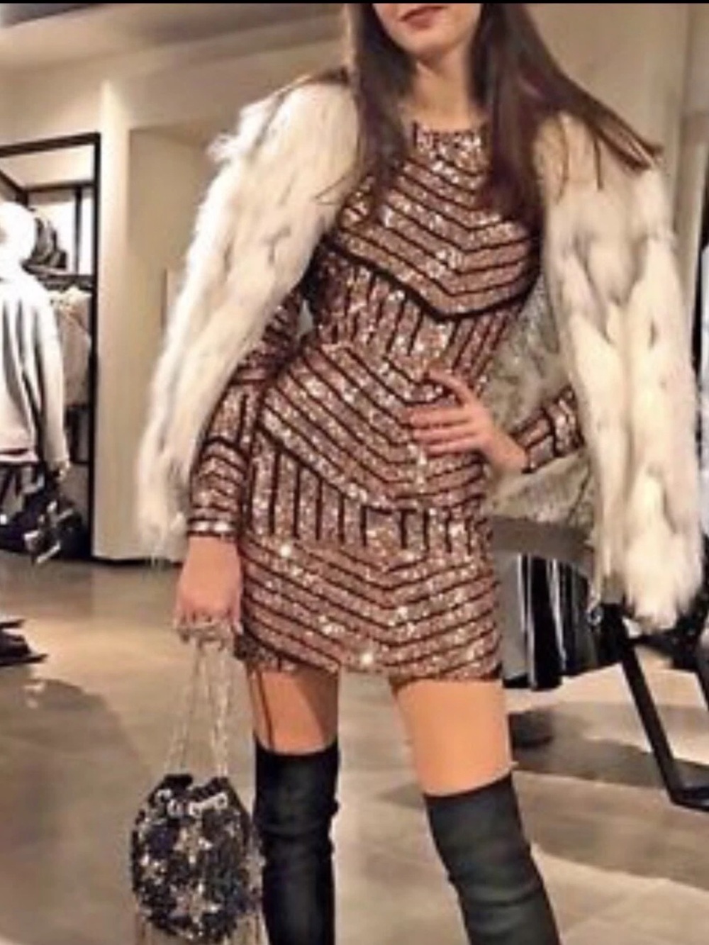 Zara Gold Sequin Open Back Mini
Dress Size S